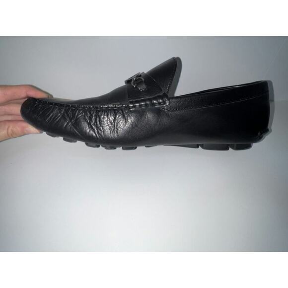 Valentino Garavani Men's Black Leather Loafers with Silver Logo Hardware - Picture 6 of 6